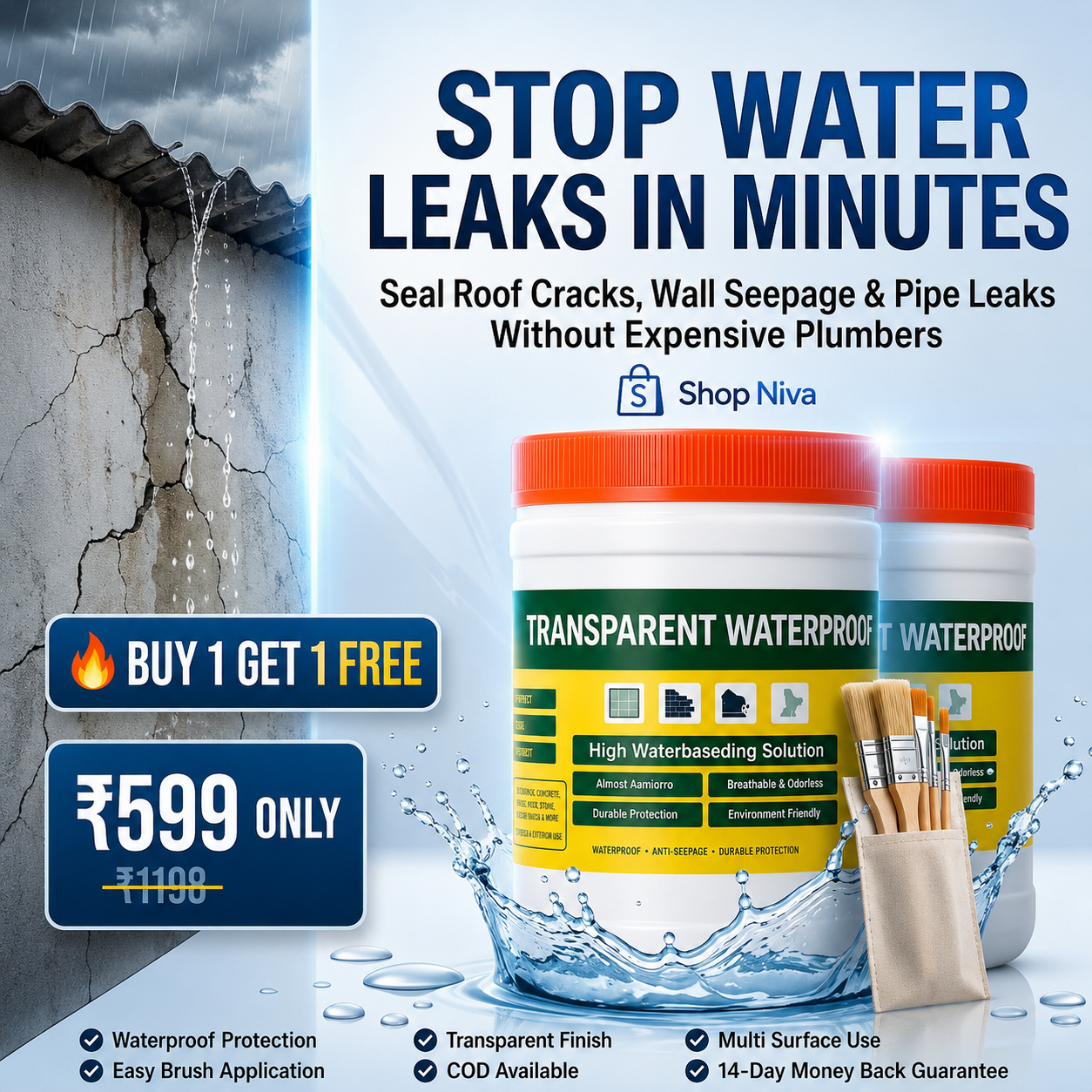 Transparent Waterproof Sealant (Pack Of 2)