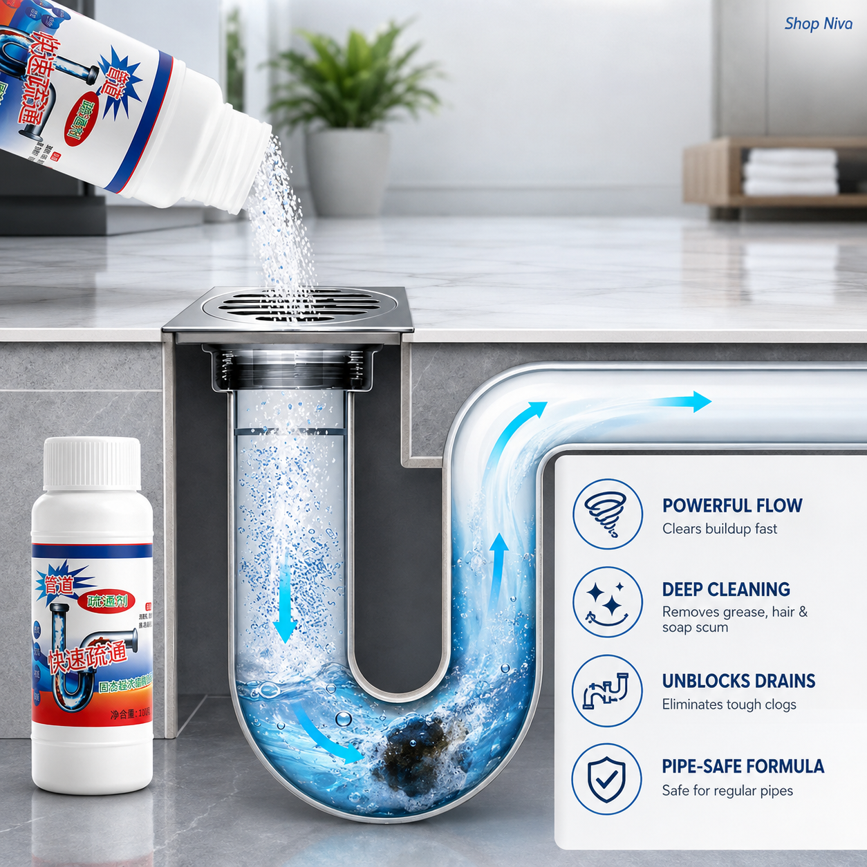 POWERFUL DRAIN & SINK CLEANER POWDER (PACK OF 4)