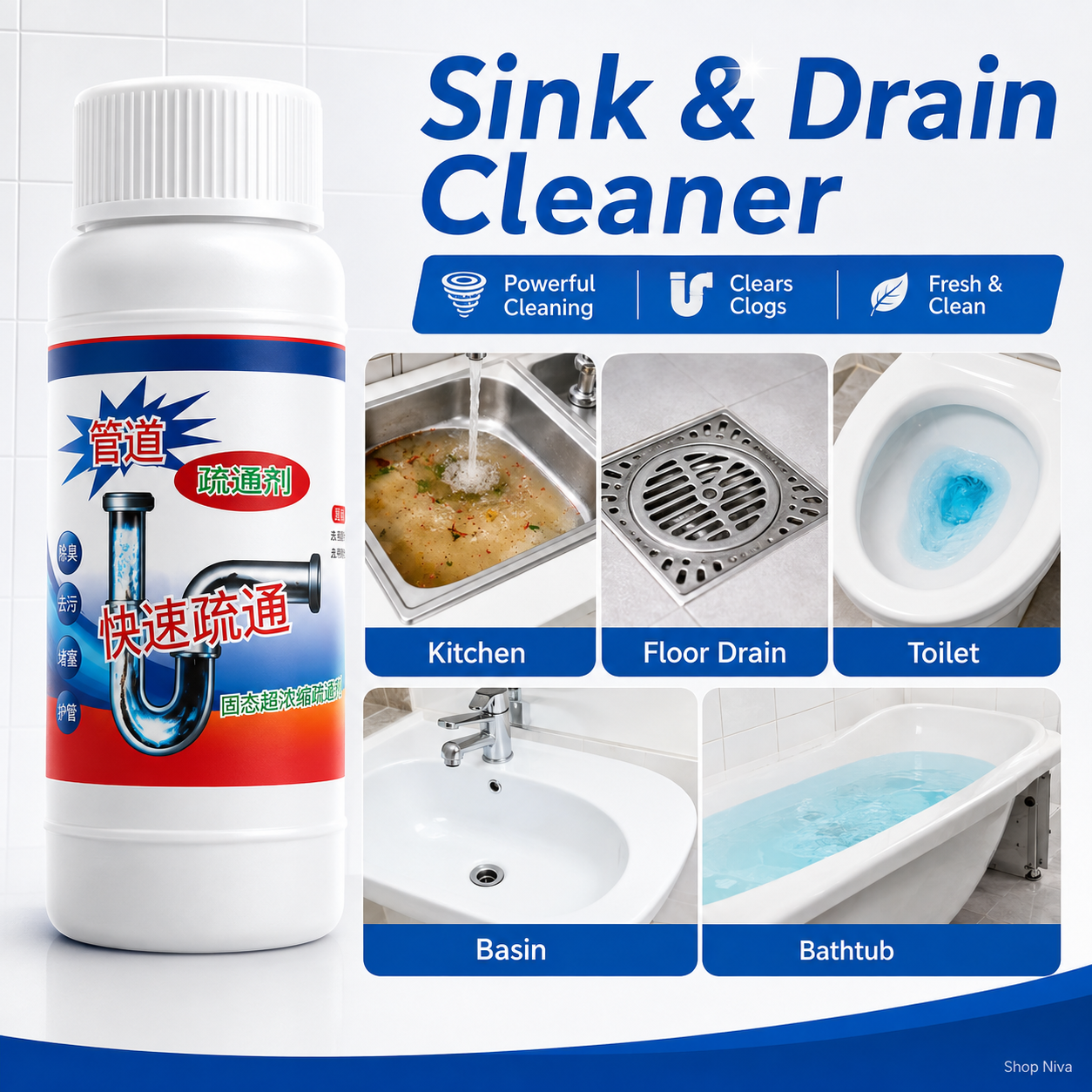 POWERFUL DRAIN & SINK CLEANER POWDER (PACK OF 4)